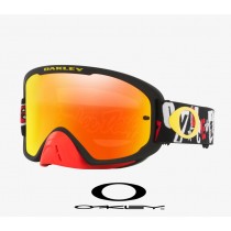 Oakley O-Frame Goggles with Fire Iridium Lenses and Troy Lee Designs Anarchy Black Red Strap